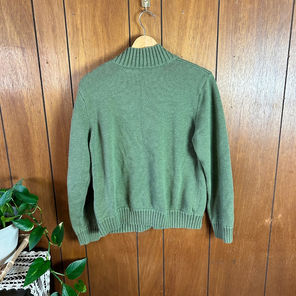 Croft & Barrow Mens Full Zip Sweater Olive Green Mock Neck Ribbed Knit Large - Picture 10 of 11